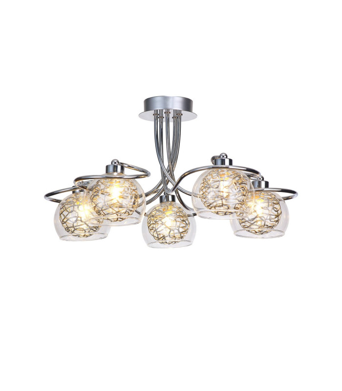 Talia Semi Ceiling Round 5 Light G9 Polished Chrome/Silver/Clear Glass-1