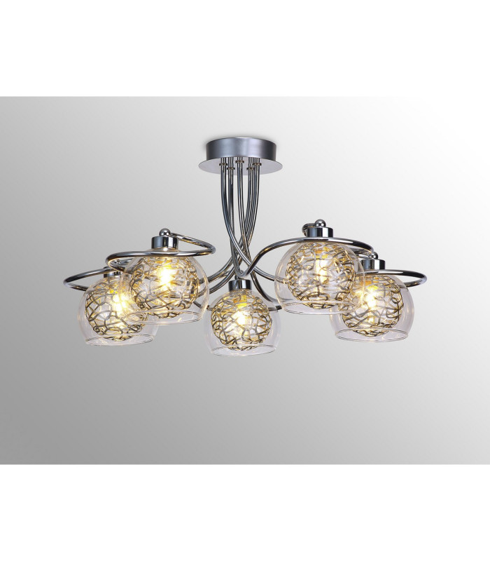 Talia Semi Ceiling Round 5 Light G9 Polished Chrome/Silver/Clear Glass-2