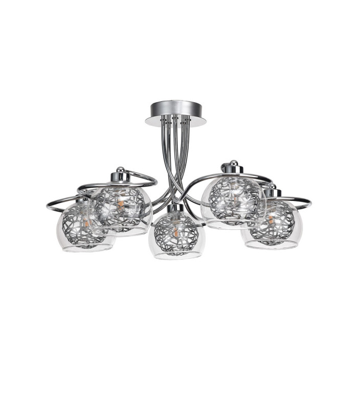 Talia Semi Ceiling Round 5 Light G9 Polished Chrome/Silver/Clear Glass-3