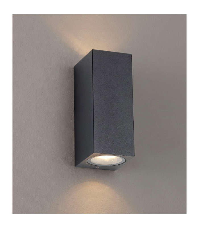 Tomar Rectangle Wall Lamp 2 x GU10 IP54 Sand Black-2