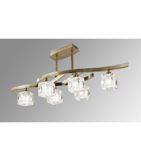 Cuadrax Rectangular Telescopic Semi Flush 6 Light G9 Antique Brass/Frosted Glass (0990)-2