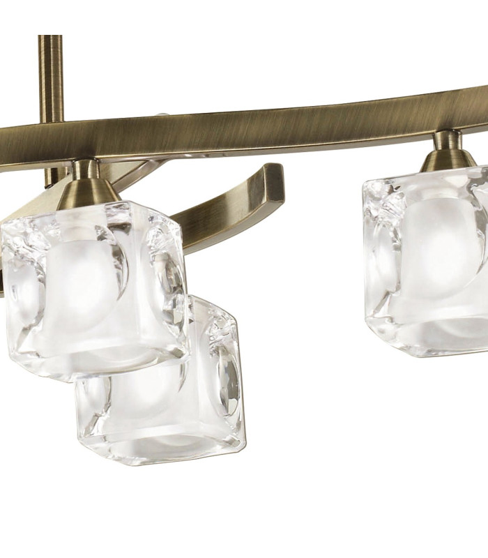 Cuadrax Rectangular Telescopic Semi Flush 6 Light G9 Antique Brass/Frosted Glass (0990)-5