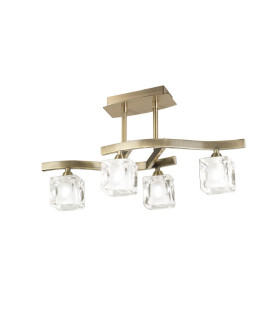 Cuadrax Square Semi Flush 4 Light G9 Antique Brass/Frosted Glass (0997)-1