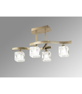 Cuadrax Square Semi Flush 4 Light G9 Antique Brass/Frosted Glass (0997)-2