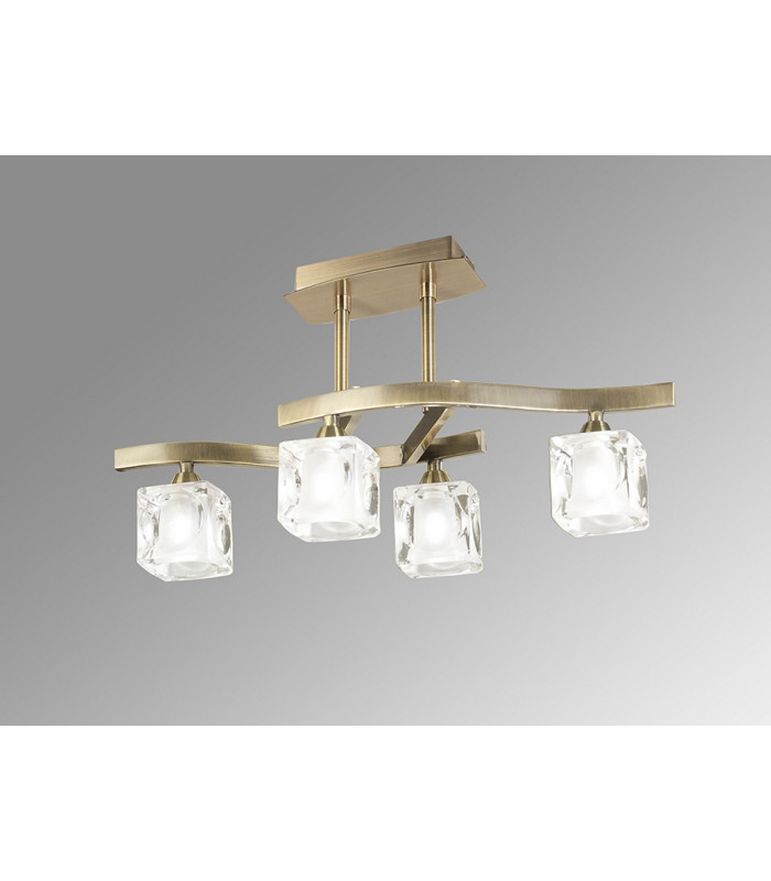 Cuadrax Square Semi Flush 4 Light G9 Antique Brass/Frosted Glass (0997)-2