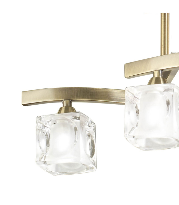 Cuadrax Square Semi Flush 4 Light G9 Antique Brass/Frosted Glass (0997)-4