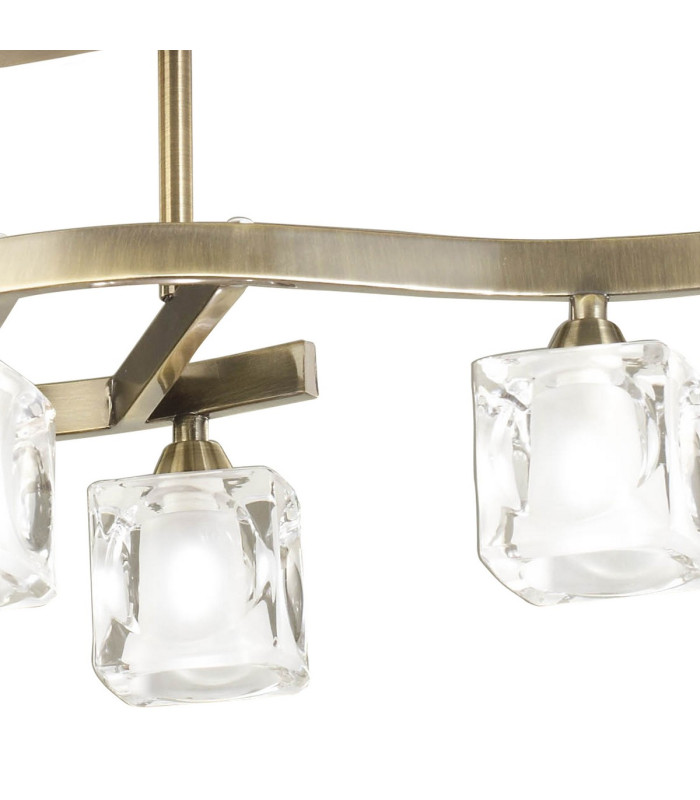 Cuadrax Square Semi Flush 4 Light G9 Antique Brass/Frosted Glass (0997)-5