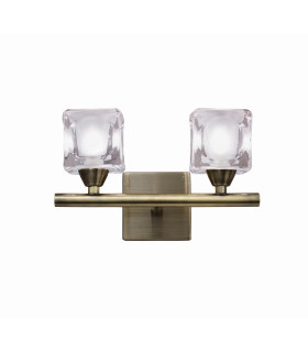 Cuadrax Wall 2 Light G9 Antique Brass/Frosted Glass (0993)-1