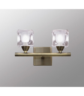 Cuadrax Wall 2 Light G9 Antique Brass/Frosted Glass (0993)-2