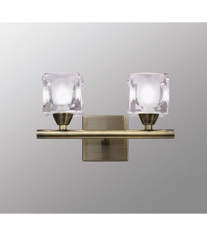 Cuadrax Wall 2 Light G9 Antique Brass/Frosted Glass (0993)-2