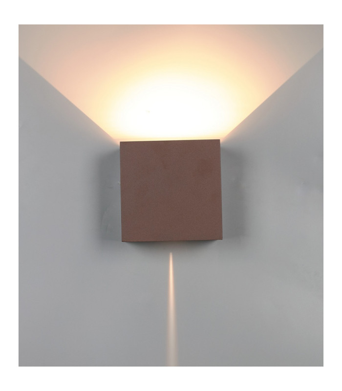 Davos XL Square Wall Lamp Dimmable 2x10W LED 2700K 1830lm IP65 Rust Brown 3yrs Warranty-2