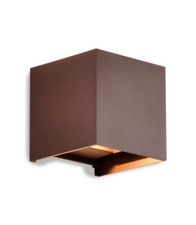 Davos Square Wall Lamp Dimmable 2 x 6W LED 2700K 1100lm IP54 Rust Brown 3yrs Warranty-1