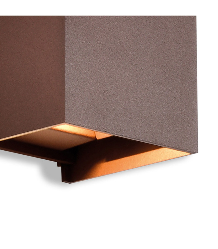 Davos Square Wall Lamp Dimmable 2 x 6W LED 2700K 1100lm IP54 Rust Brown 3yrs Warranty-4
