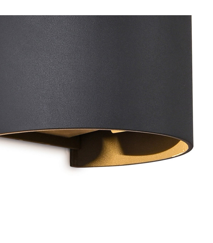 Davos Round Wall Lamp Dimmable 2 x 6W LED 2700K 1100lm IP54 Anthracite 3yrs Warranty-4