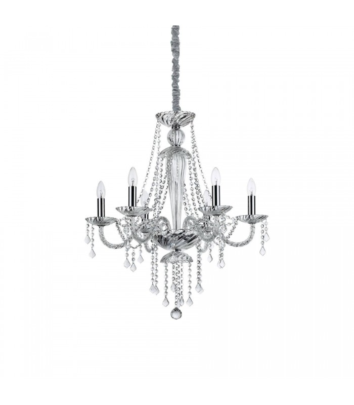 6 Light Pendant Light Trasparent, E14 - 1