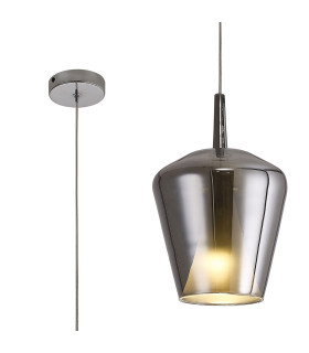 Elsa Pendant With Inverted Bell Shade 1 Light E27 Chrome Glass With Frosted Inner Cone-1
