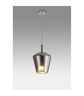 Elsa Pendant With Inverted Bell Shade 1 Light E27 Chrome Glass With Frosted Inner Cone-2