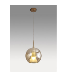 Elsa Pendant With Round Shade 1 Light E27 Bronze Glass With Frosted Inner Cone-2