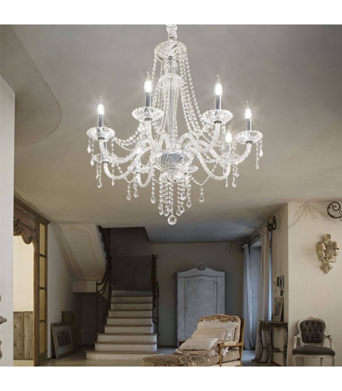 8 Light Pendant Light Trasparent, E14 - 2