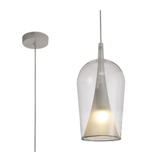 Elsa Pendant With Champagne Glass Shade 1 Light E27 Clear Glass With Frosted Inner Cone-1