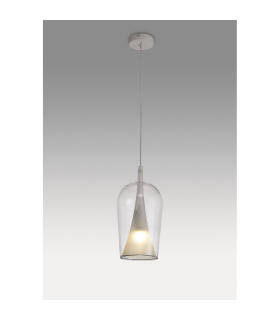 Elsa Pendant With Champagne Glass Shade 1 Light E27 Clear Glass With Frosted Inner Cone-2