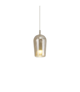 Elsa Assembly Pendant (WITHOUT PLATE) With Champagne Glass Shade 1 Light E27 Bronze Glass With Frosted Inner Cone-1