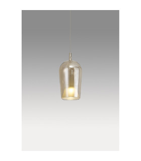Elsa Assembly Pendant (WITHOUT PLATE) With Champagne Glass Shade 1 Light E27 Bronze Glass With Frosted Inner Cone-2