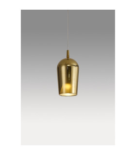 Elsa Assembly Pendant (WITHOUT PLATE) With Champagne Glass Shade 1 Light E27 Gold Glass With Frosted Inner Cone-2
