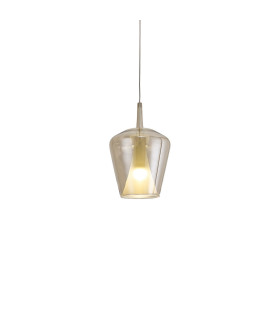 Elsa Assembly Pendant (WITHOUT PLATE) With Inverted Bell Shade 1 Light E27 Bronze Glass With Frosted Inner Cone-1