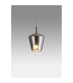 Elsa Assembly Pendant (WITHOUT PLATE) With Inverted Bell Shade 1 Light E27 Chrome Glass With Frosted Inner Cone-2