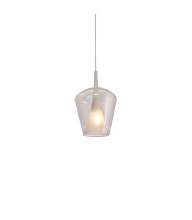 Elsa Assembly Pendant (WITHOUT PLATE) With Inverted Bell Shade 1 Light E27 Clear Glass With Frosted Inner Cone-1