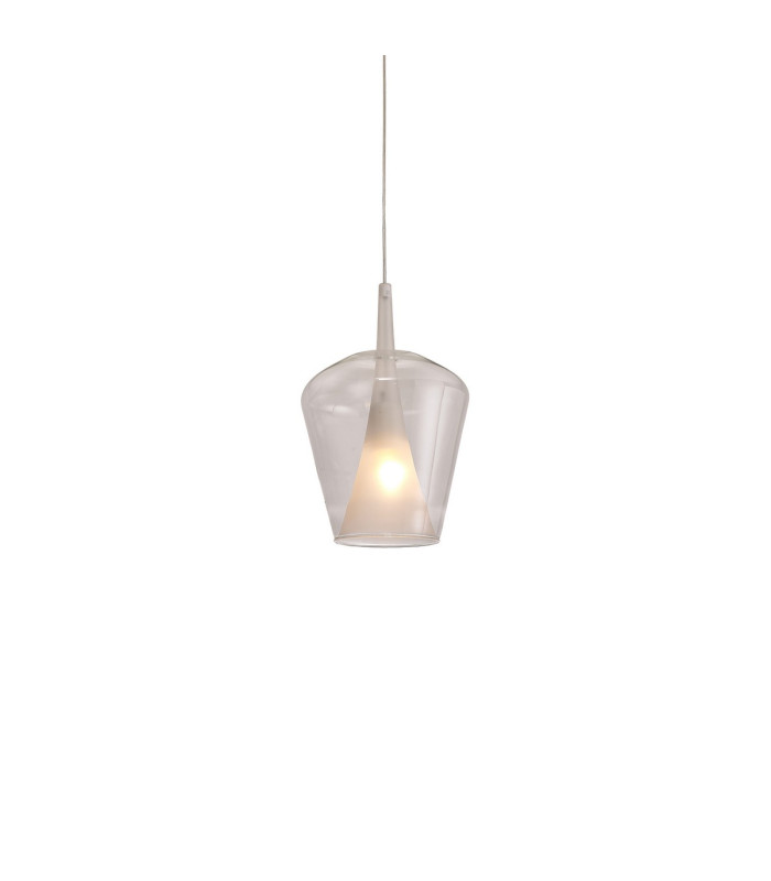 Elsa Assembly Pendant (WITHOUT PLATE) With Inverted Bell Shade 1 Light E27 Clear Glass With Frosted Inner Cone-1