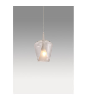 Elsa Assembly Pendant (WITHOUT PLATE) With Inverted Bell Shade 1 Light E27 Clear Glass With Frosted Inner Cone-2