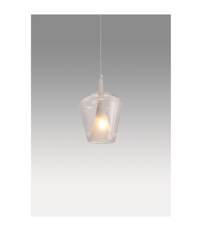 Elsa Assembly Pendant (WITHOUT PLATE) With Inverted Bell Shade 1 Light E27 Clear Glass With Frosted Inner Cone-2