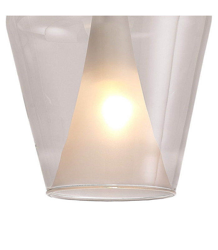 Elsa Assembly Pendant (WITHOUT PLATE) With Inverted Bell Shade 1 Light E27 Clear Glass With Frosted Inner Cone-4