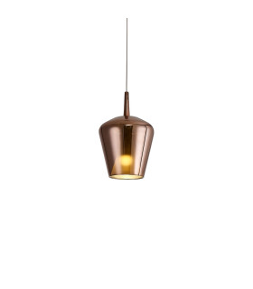 Elsa Assembly Pendant (WITHOUT PLATE) With Inverted Bell Shade 1 Light E27 Copper Glass With Frosted Inner Cone-1