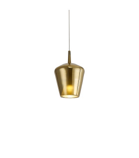 Elsa Assembly Pendant (WITHOUT PLATE) With Inverted Bell Shade 1 Light E27 Gold Glass With Frosted Inner Cone-1