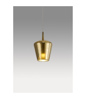 Elsa Assembly Pendant (WITHOUT PLATE) With Inverted Bell Shade 1 Light E27 Gold Glass With Frosted Inner Cone-2
