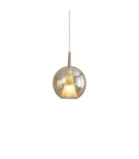 Elsa Assembly Pendant (WITHOUT PLATE) With Round Shade 1 Light E27 Bronze Glass With Frosted Inner Cone-1