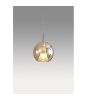 Elsa Assembly Pendant (WITHOUT PLATE) With Round Shade 1 Light E27 Bronze Glass With Frosted Inner Cone-2