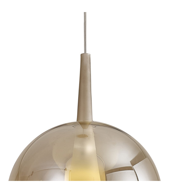 Elsa Assembly Pendant (WITHOUT PLATE) With Round Shade 1 Light E27 Bronze Glass With Frosted Inner Cone-3