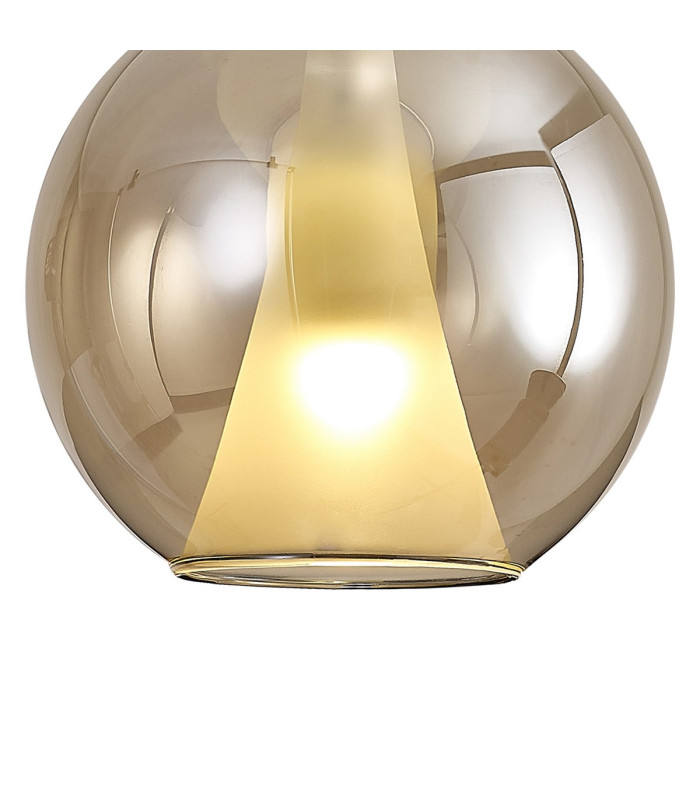 Elsa Assembly Pendant (WITHOUT PLATE) With Round Shade 1 Light E27 Bronze Glass With Frosted Inner Cone-4