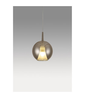 Elsa Assembly Pendant (WITHOUT PLATE) With Round Shade 1 Light E27 Chrome Glass With Frosted Inner Cone-2