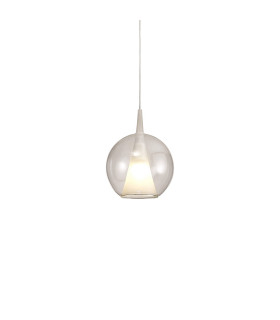 Elsa Assembly Pendant (WITHOUT PLATE) With Round Shade 1 Light E27 Clear Glass With Frosted Inner Cone-1