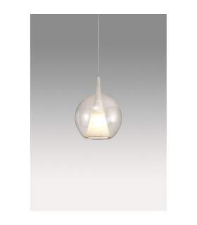 Elsa Assembly Pendant (WITHOUT PLATE) With Round Shade 1 Light E27 Clear Glass With Frosted Inner Cone-2