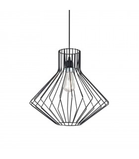 1 Light Wire Ceiling Pendant Black, E27 - 1