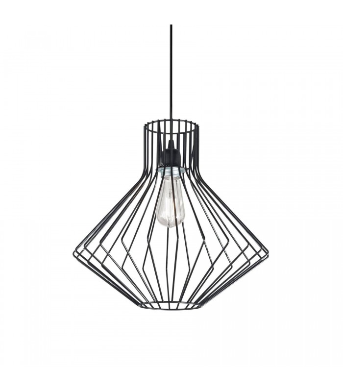 1 Light Wire Ceiling Pendant Black, E27 - 1
