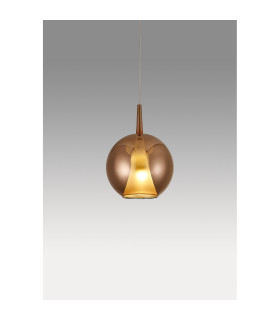 Elsa Assembly Pendant (WITHOUT PLATE) With Round Shade 1 Light E27 Copper Glass With Frosted Inner Cone-2