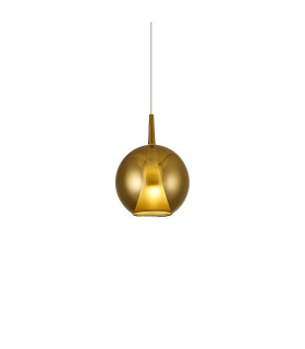 Elsa Assembly Pendant (WITHOUT PLATE) With Round Shade 1 Light E27 Gold Glass With Frosted Inner Cone-1