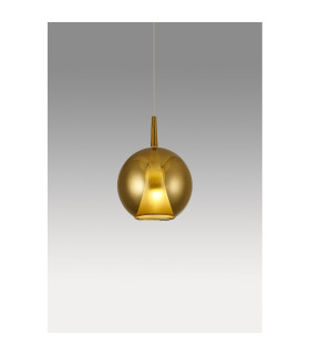 Elsa Assembly Pendant (WITHOUT PLATE) With Round Shade 1 Light E27 Gold Glass With Frosted Inner Cone-2